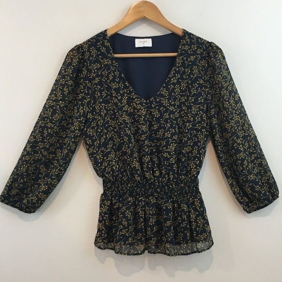 Everly | Dark Blue w/ Golden Yellow Floral Top - Picture 4 of 9